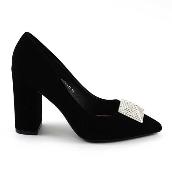 Pantofi eleganti de dama , cu brosa argintie 88416-11-BLACK, Culoare (12): Negru, Marime (12): 36* - 4- Roveli