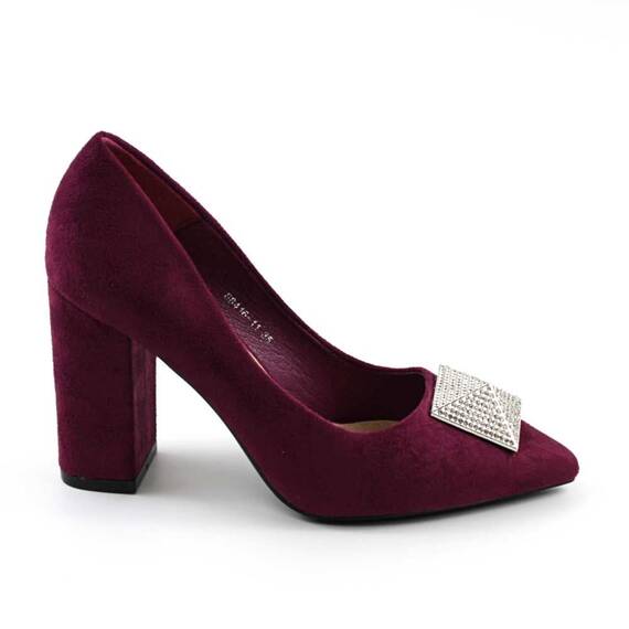 ​Pantofi eleganti de dama , cu brosa argintie 88416-11-PURPLE, Culoare (12): Mov, Marime (12): 36* - 4- Roveli