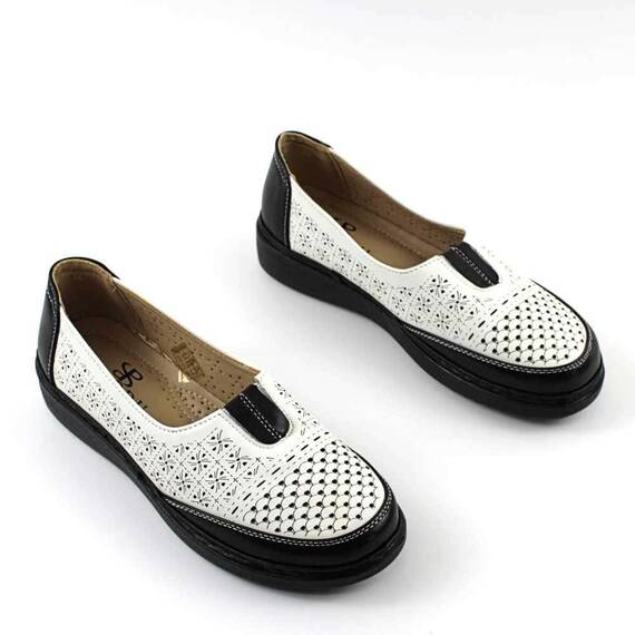 Pantofi comozi de dama , perforati 7058-WHITE/BLACK, Culoare (12): ALB/NEGRU, Marime (12): 36* - 2- Roveli