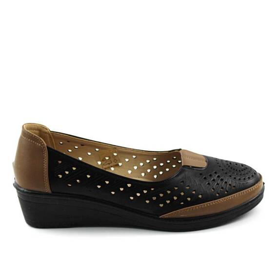 Pantofi comozi de dama , perforati A095-BLACK/KHAKI, Culoare (12): NEGRU/KAKI, Marime (12): 40* - 4- Roveli
