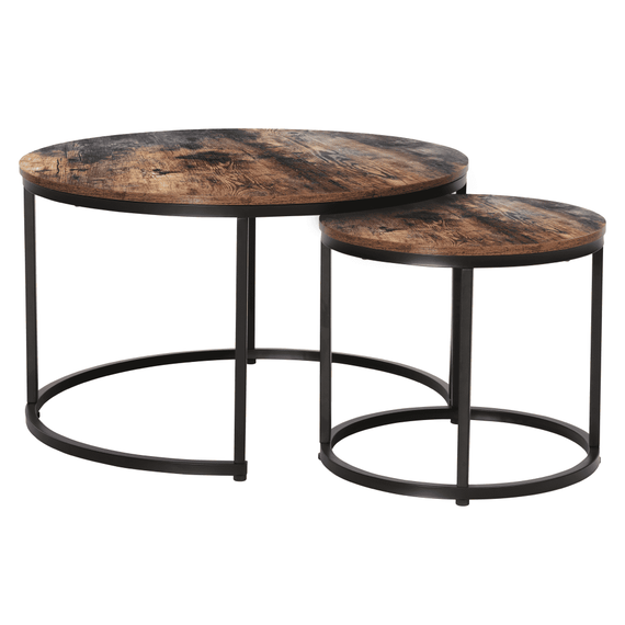 Masute de cafea, set de 2, nuc/negru, CIRKO - - Roveli