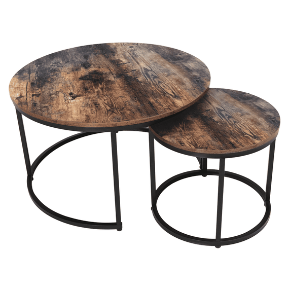 Masute de cafea, set de 2, nuc/negru, CIRKO - 2- Roveli