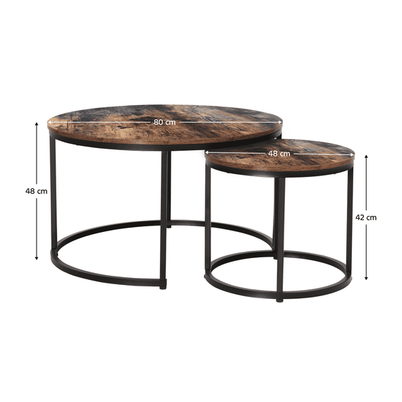 Masute de cafea, set de 2, nuc/negru, CIRKO - 4- Roveli