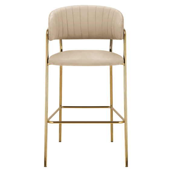 Scaun de bar de design, tesatura bej Velvet/gold crom auriu, DASMIN NEW TIP 2 - 2- Roveli