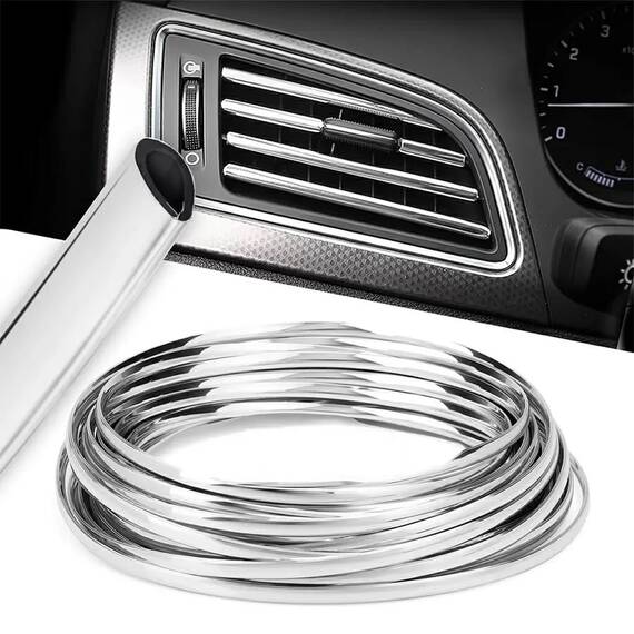 Rola Ornament Auto de tip "U" pentru muchii sau grila ventilatie, 15m liniari, culoare Crom SILVER - - Roveli
