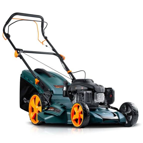 Masina de tuns iarba pe benzina, carcasa din otel ranforsat, motor LONCIN, 3,5 kW, 4 timpi, 70 l, 196 cm³, lama de cosit de 51 cm, reglare centrala a inaltimii de taiere 30–80 mm, 6 niveluri - 11- Roveli