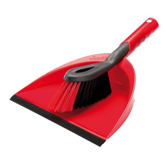 Faras cu maturica Vileda, plastic, perii rezistente, sistem 2 in 1, 1 set, rosu si negru - - Roveli