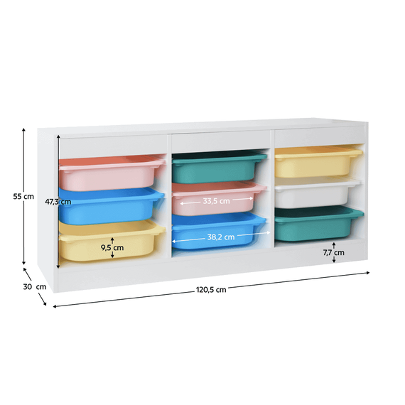 Organizator cu cutii de depozitare, alb/mix de culori, TRIMAL NEW - 4- Roveli