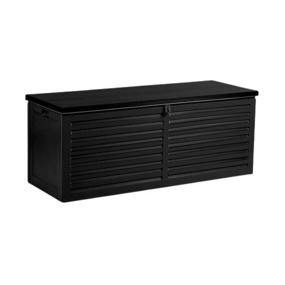 ​Cutie gradina, din plastic, maner de transport, cu capac, 390 l, 143 x 57 x 53,5 cm, negru - - Roveli