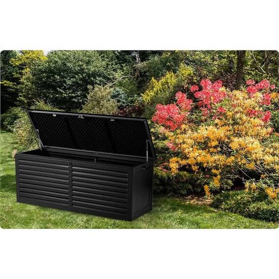 ​Cutie gradina, din plastic, maner de transport, cu capac, 390 l, 143 x 57 x 53,5 cm, negru - 3- Roveli