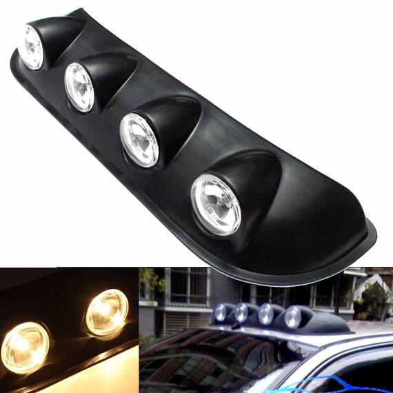 Ansamblu format din 4 proiectoare cu becuri H3 cu halogen, montaj pe plafon sau capota, alimentare 12V, lungime 100cm, destinat vehiculelor Off-Road - - Roveli