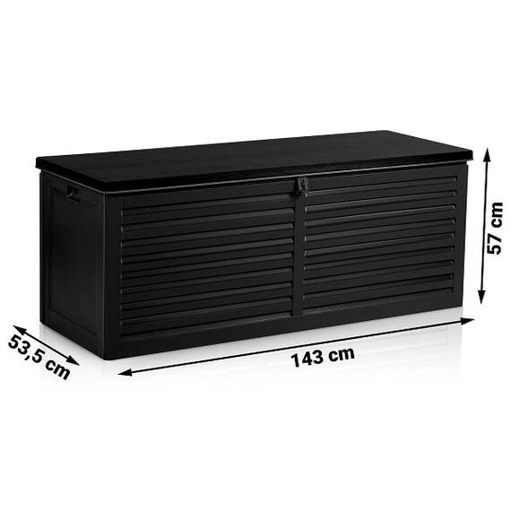 ​Cutie gradina, din plastic, maner de transport, cu capac, 390 l, 143 x 57 x 53,5 cm, negru - 6- Roveli