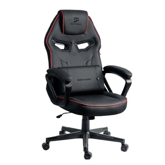 Scaun de gaming, perna lombara, reglare a inaltimii, 103-123 cm, se rotesc la 360°, mecanismul Soft UP™, negru si rosu - - Roveli