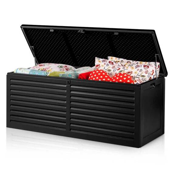 ​Cutie gradina, din plastic, maner de transport, cu capac, 390 l, 143 x 57 x 53,5 cm, negru - 7- Roveli