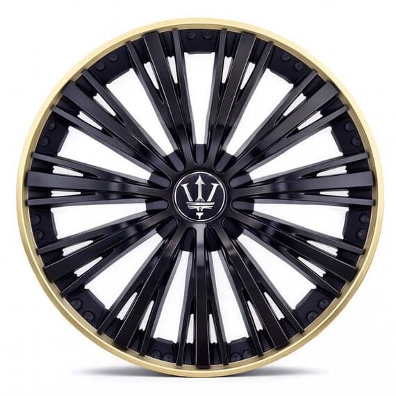 Set 4 capace roti VELAR Trident Gold/Black, design multi-spoke Premium, ABS rezistent, Universal, pentru jante R16 - - Roveli