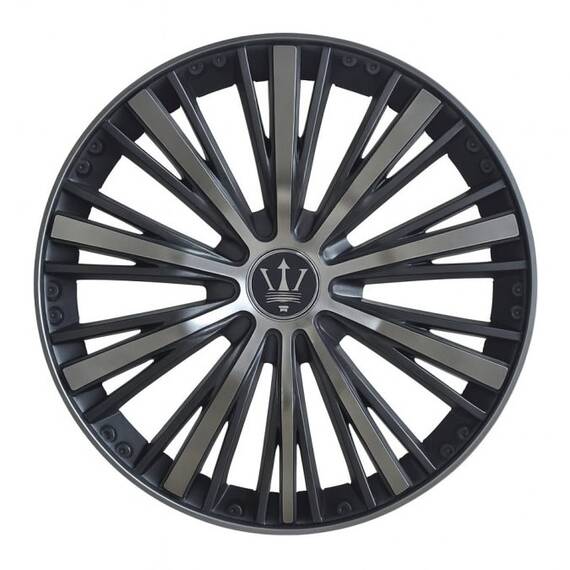 Set 4 capace roti VELAR Blade Silver, design Sportiv cu accente negre cu gri antracit, ABS rezistent, Universal, pentru jante R15 - - Roveli