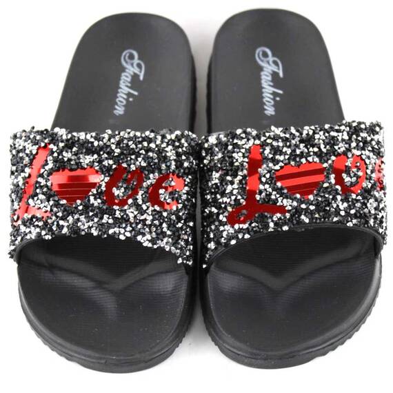 ​Papuci de dama usori si comozi 861-LOVE-BLACK, Culoare (12): Rosu, Marime (12): 36 - - Roveli