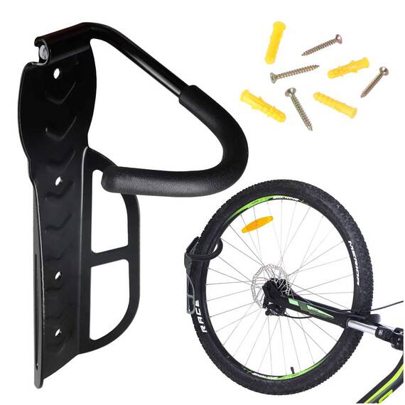 Suport pentru bicicleta cu prindere pe perete, rabatabil, metalic, culoare Neagra - - Roveli