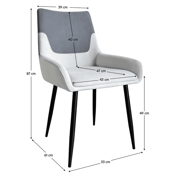 Scaun pentru sufragerie, gri /negru, ADRINA - 4- Roveli