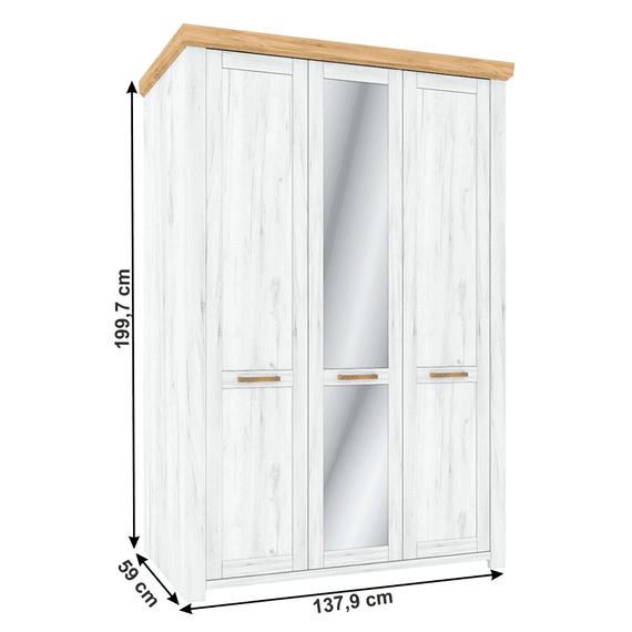 Dulap cu spatiu pt. umerase H, stejar craft auriu / stejar craft alb, SUDBURY - 4- Roveli