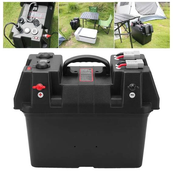 Cutie Ermetica SMART pentru baterie auto, multifunctionala cu terminale externe, voltmetru, pentru calatorii, camping, ambarcatiuni, rulote - - Roveli
