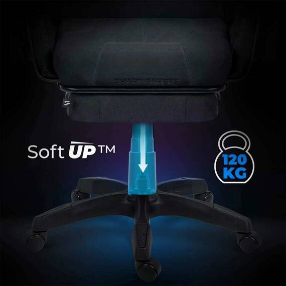 Scaun de gaming, tapiteria EmbrONE™, suport extensibil pentru picioare, functia de inclinare a spatarului, ergonomic, reglare a inaltimii 102-122 cm, negru - 8- Roveli