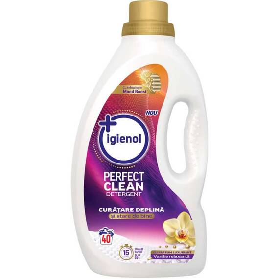 Detergent lichid Igienol Perfect Clean Vanilie, antibacterian, curatare profunda, 40 spalari, 1.6L, vanilie - - Roveli