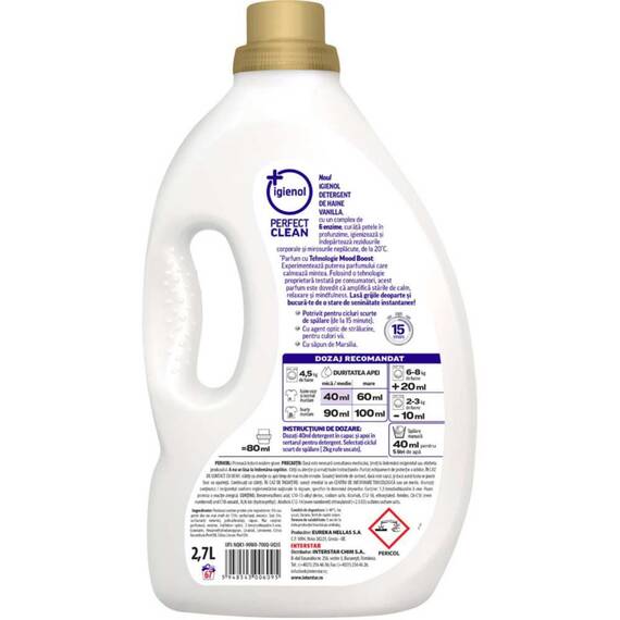 Detergent lichid Igienol Perfect Clean Vanilie, antibacterian, curatare profunda, 67 spalari, 2.7L - 2- Roveli