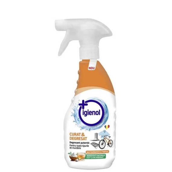 Solutie curatare Igienol, Curat & Degresat, lichid, degresant, cu otet si bicarbonat, 500 ml, trigger - - Roveli