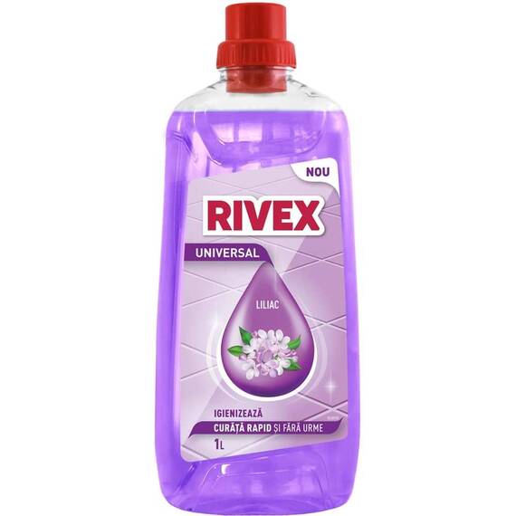 Solutie curatare pardoseli Rivex, lichid, universal, eliminare mirosuri, 1 L, liliac - - Roveli