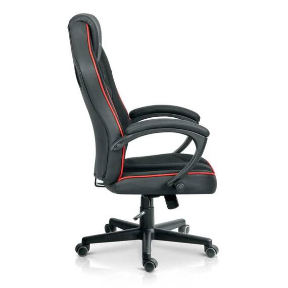 Scaun de gaming, tapiteria EmbrONE™, design ergonomic, reglare a inaltimii, 108-120 cm, baza stabila si roti netede, negru si rosu - 2- Roveli