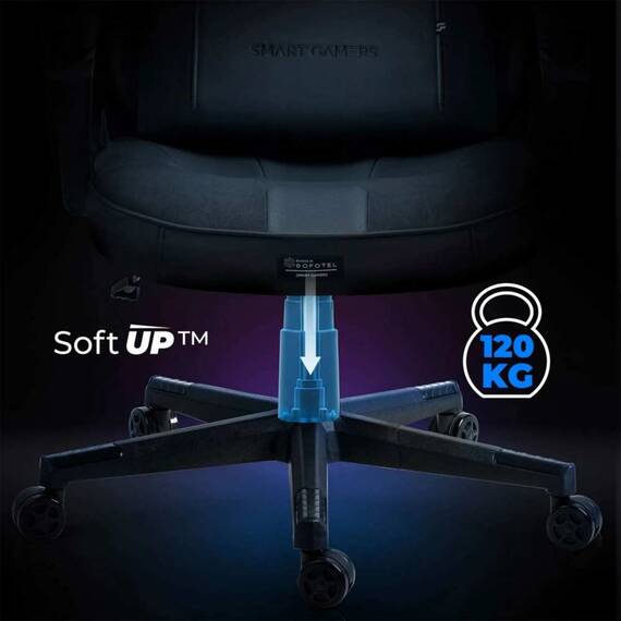 Scaun de gaming, perna lombara, reglare a inaltimii, 103-123 cm, se rotesc la 360°, mecanismul Soft UP™, negru - 2- Roveli