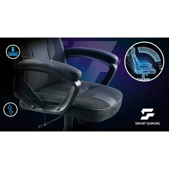 Scaun de gaming, perna lombara, reglare a inaltimii, 103-123 cm, se rotesc la 360°, mecanismul Soft UP™, negru - 8- Roveli