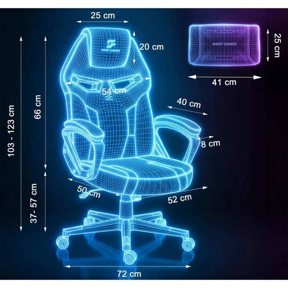 Scaun de gaming, perna lombara, reglare a inaltimii, 103-123 cm, se rotesc la 360°, mecanismul Soft UP™, negru si rosu - 5- Roveli