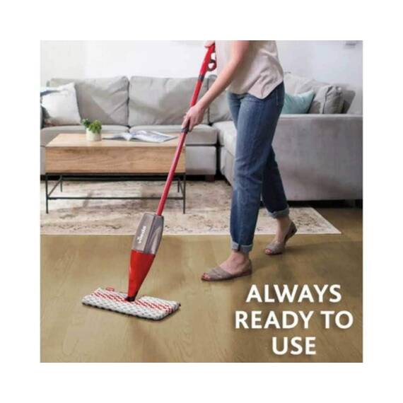 Mop cu pulverizator Vileda Spray Max, microfibra si plastic, rezervor integrat, rotire 180 grade, 1 buc, rosu si alb - 2- Roveli