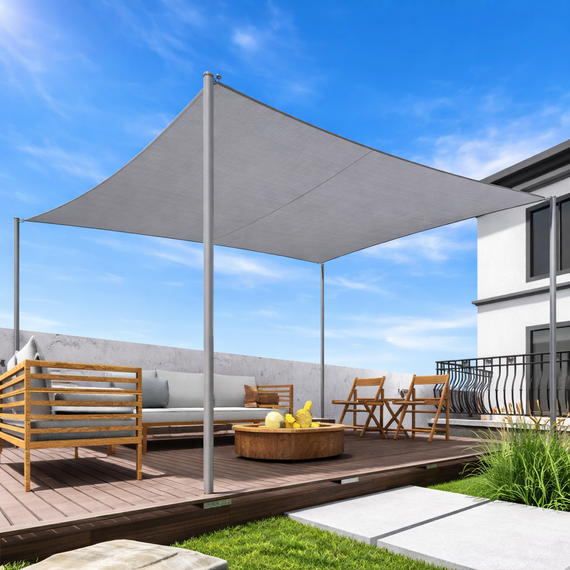 Umbrar de gradina dreptiunghiular, impermeabil, culoare Gri, dimensiune 4 x 3 m - - Roveli