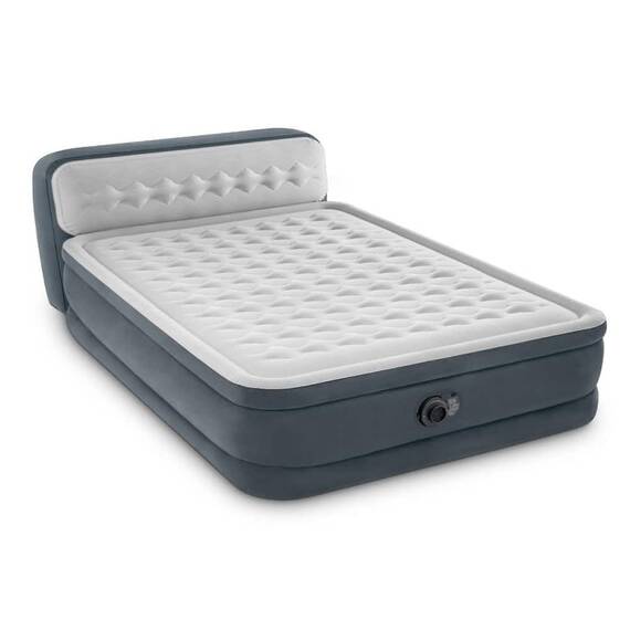 ​Saltea gonflabila Intex, pentru camping, tehnologia Fiber-Tech, spatar integrat, interior / exterior, greutatea maxima admisa 272 kg, 152 x 236 x 86 cm, cu pompa - - Roveli