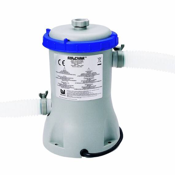 Pompa filtrare apa piscina Bestway, confectionat din plastic, 220-240 V, debit de 2006 l apa/ora, 2 furtunuri, gri - - Roveli