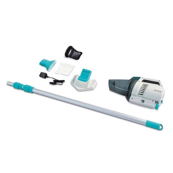 ​Aspirator fara fir pentru curatarea spa-urilor si piscinelor de gradina Intex, tija telescopica, 2,8 m, 2 capete de periuta inlocuibile, baterie puternica Ni-MH, cablu USB inclus - - Roveli