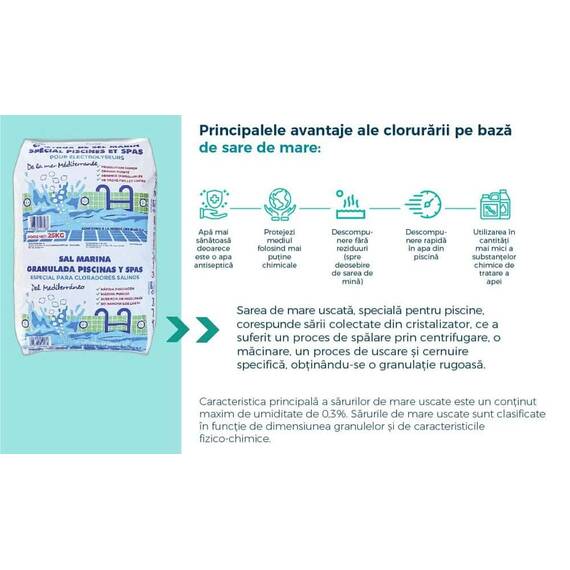 ​Sare de mare pentru piscine cu electroliza, apa mai sanatoasa, granulat, 25 kg - 2- Roveli