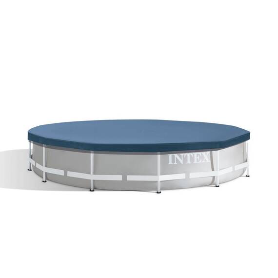 ​Prelata piscina Intex, confectionata din PVC, eficienta impotriva murdariei, frunzelor, resturilor, cu diametru de 366 cm, albastru - 3- Roveli