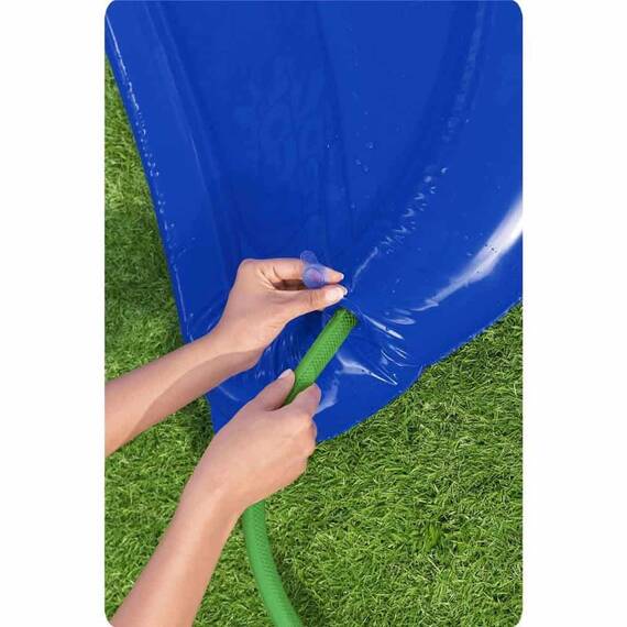 ​Tobogan de apa Bestway, gonflabil, realizat din PVC, cu conexiune la un furtun de gradina, 2 persoane, lungimea de 488 cm, mov - 4- Roveli