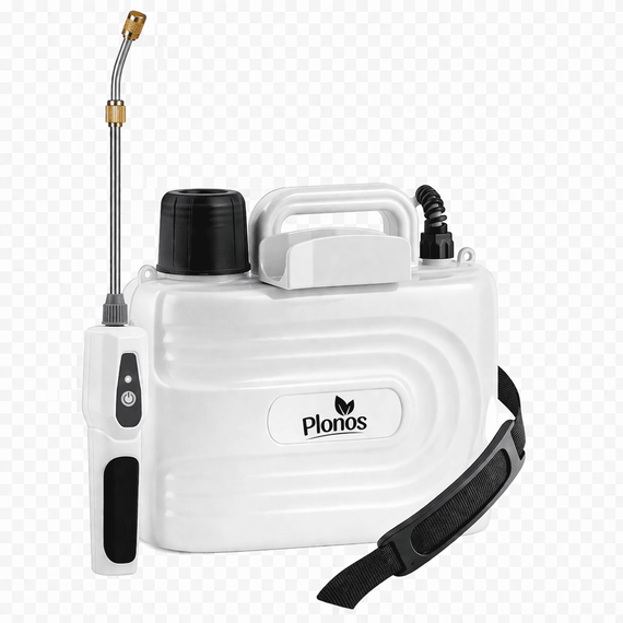 Pompa de stropit cu acumulator, polietilena, duza reglabila, lance, Indicator LED, buton de pornire, baterie plumb-acid, 12 V, 5 L, 28 x 15 x 25 cm - - Roveli