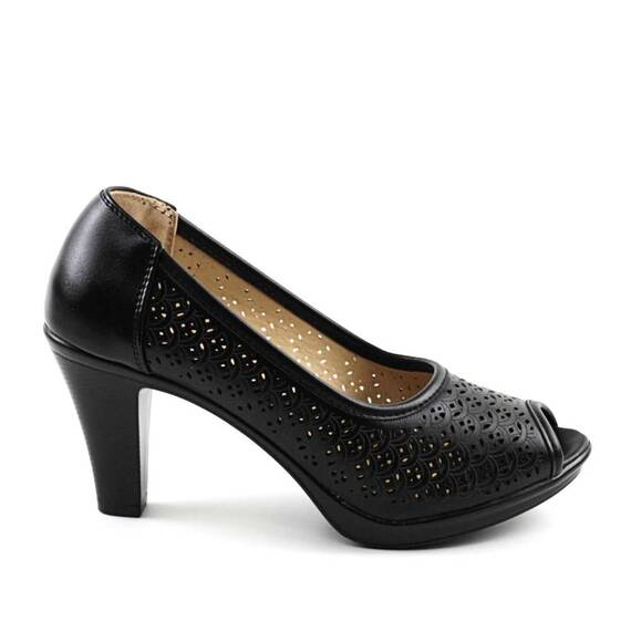 Pantofi cu platforma, de dama , perforati A9896-BLACK, Culoare (12): Negru, Marime (12): 38* - 4- Roveli