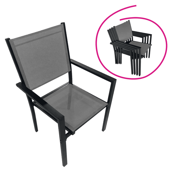 Set de gradina din 9 piese, gri/negru, aluminiu, KESIOS - 6- Roveli