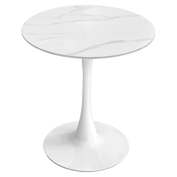 Masa de sufragerie, marmura deschisa/alb, diametru 80 cm, LORIAN - 2- Roveli
