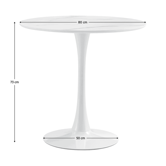 Masa de sufragerie, marmura deschisa/alb, diametru 80 cm, LORIAN - 7- Roveli