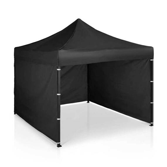 Pavilion de gradina, cu 3 pereti, fabricat din PVC, constructie din otel, acoperisul din PVC 1280D – 100% impermeabil, filtru UV UPF50+, 3 x 3 m, negru - - Roveli