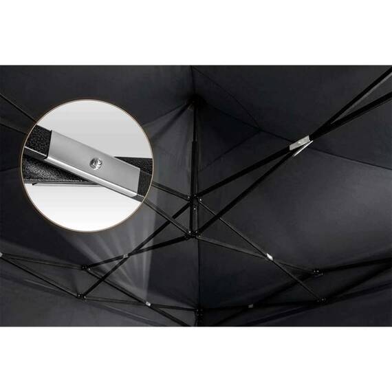 Pavilion de gradina, cu 3 pereti, fabricat din PVC, constructie din otel, acoperisul din PVC 1280D – 100% impermeabil, filtru UV UPF50+, 3 x 3 m, negru - 6- Roveli