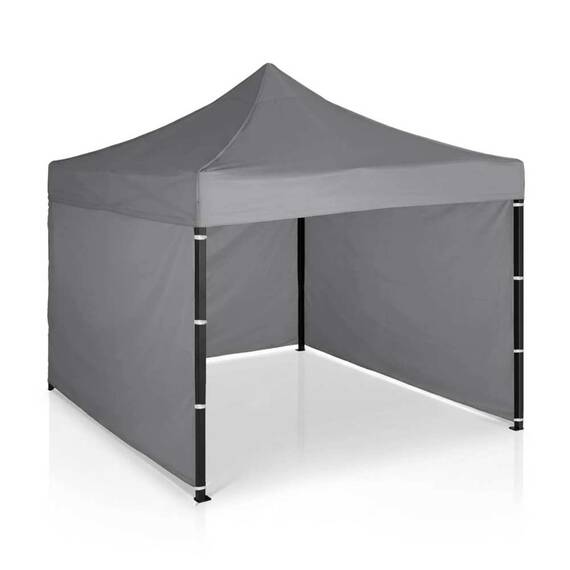 Pavilion de gradina, cu 3 pereti, fabricat din PVC, constructie din otel, acoperisul din PVC 1280D – 100% impermeabil, filtru UV UPF50+, 3 x 3 m, gri - 6- Roveli